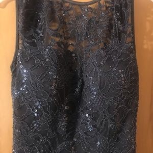 Dark gray sequenced high low dress